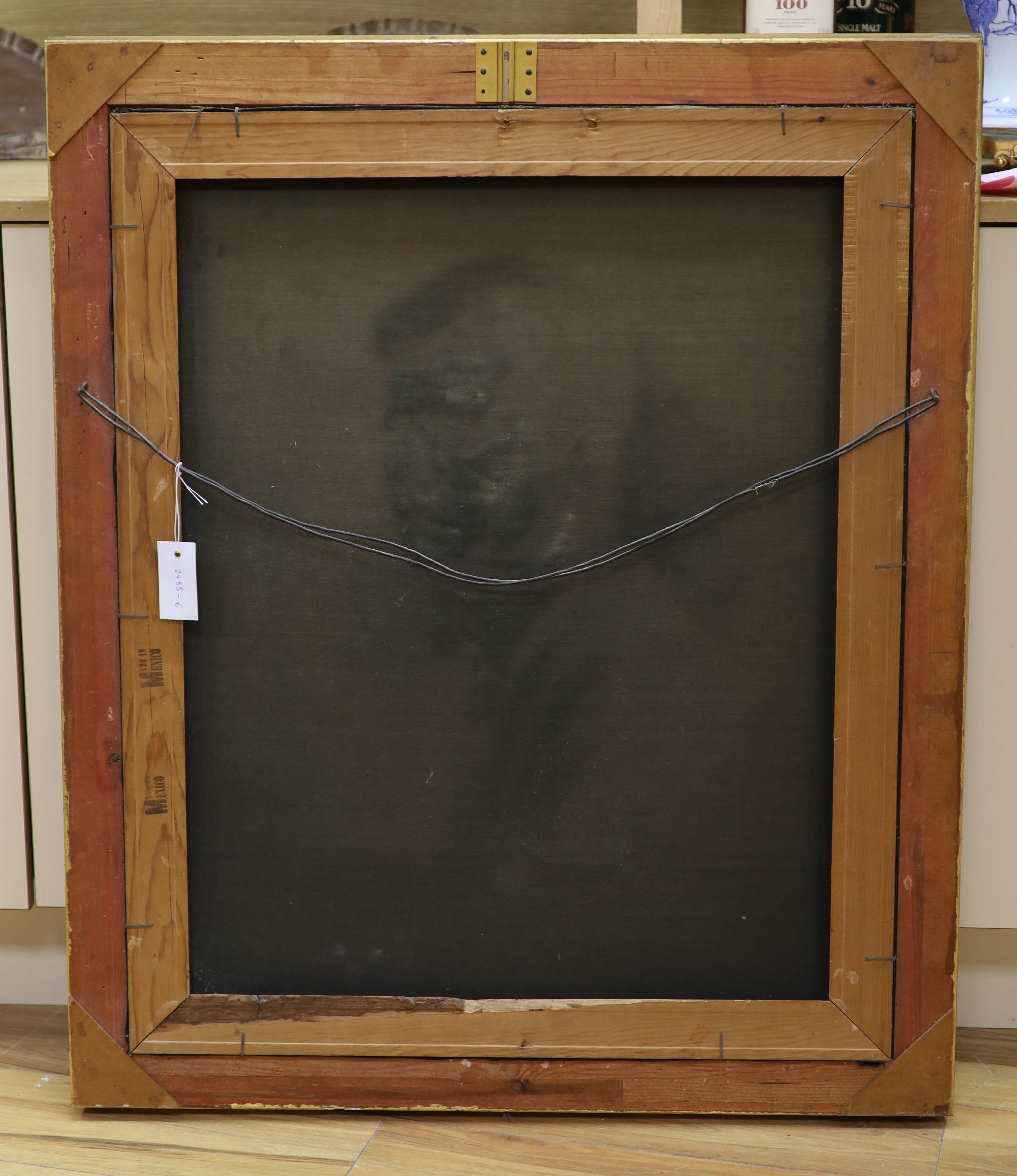 Espinoza, painted velvet, Portrait of President Kennedy, signed, 82 x 67cm